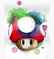 1 UP WATERCOLOR MUSHROOM Design SUPERMARKET Poster