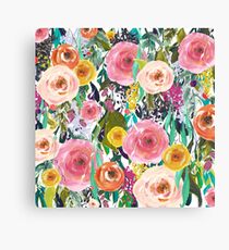 Pretty Watercolor Garden Floral Canvas Print