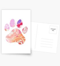 Aquarell Rosen Pfotenabdruck Postkarten