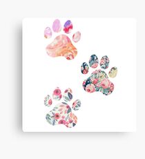 Floral Paw Print Trio Metal Print
