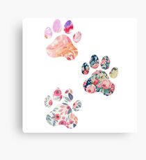 Floral Paw Print Trio Canvas Print