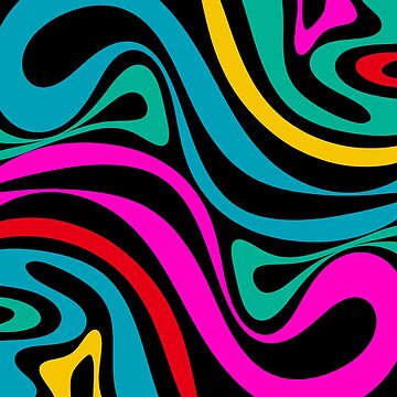 New Groove Retro Swirl Abstract Pattern in 80s Colors on Black | Poster