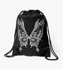 Fairy Wings (White Linework) Drawstring Bag