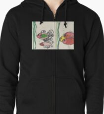 Swirly Fishes in the Sea Zipped Hoodie