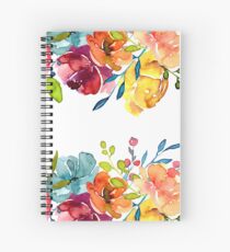 Helle Blumen Sommer Aquarell Pfingstrosen Spiralblock