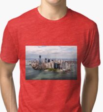 Camiseta de tejido mixto Aerial view of Manhattan, New York City, NY USA