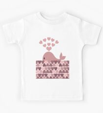Whale Blowhole Hearts Kids Tee