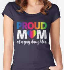 Camiseta entallada de cuello ancho Madre orgullosa de una camiseta de la hija gay Derechos de la bandera LGBT Rights Rainbow