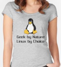 Geek By Nature Linux By Choice Nerd T-Shirt Gift Women's Fitted Scoop T-Shirt