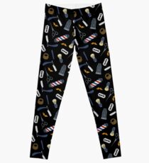 barbershop seamless doodle pattern Leggings