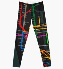Legging Mapa del metro oscuro de la ciudad de Nueva York