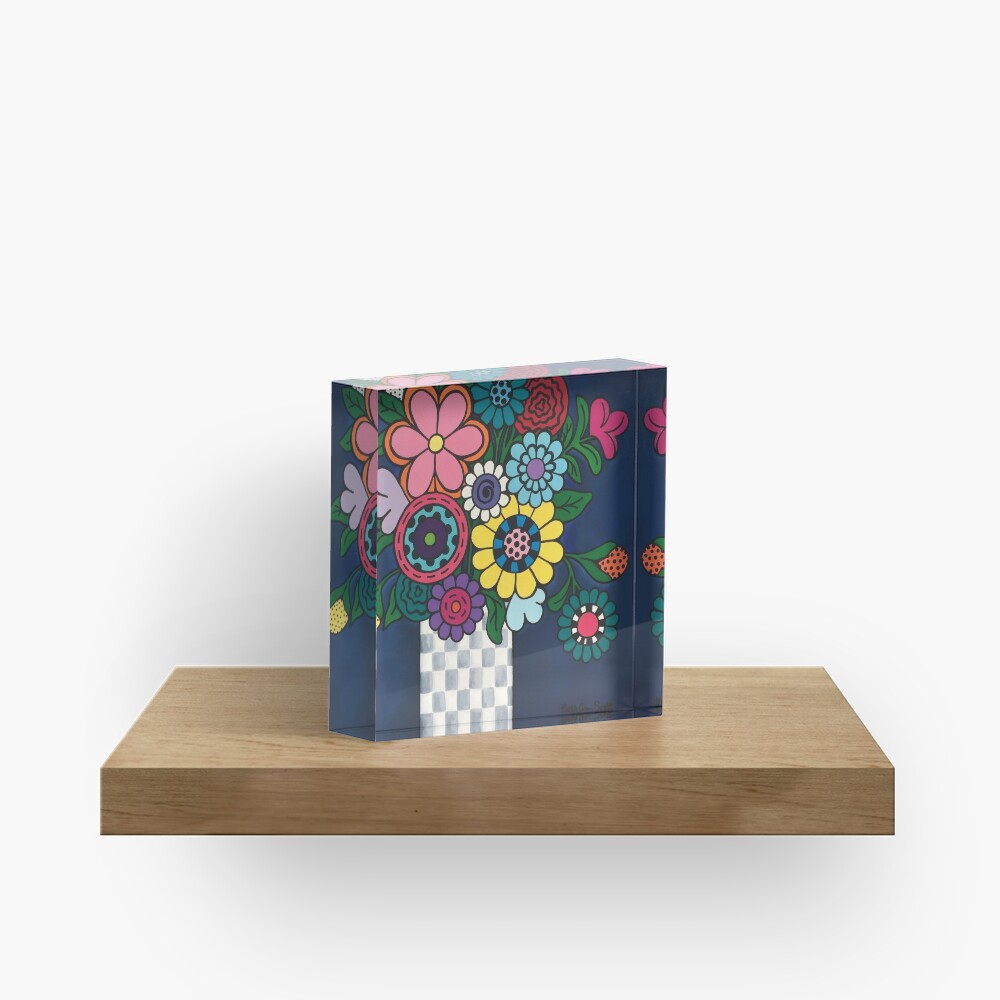 Checkered Bouquet Acrylic Block