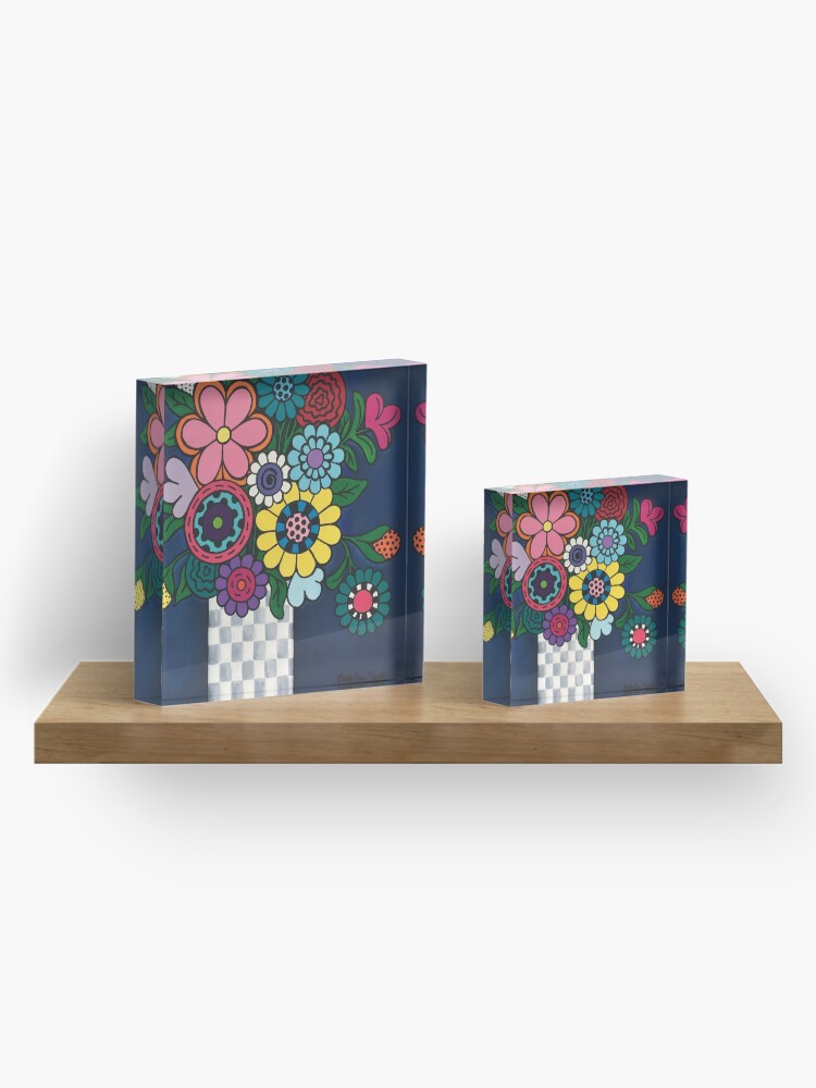 Alternate view of Checkered Bouquet Acrylic Block