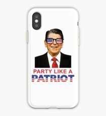 Party Like A Patriot Ronald Reagan USA Flag Sunglasses iPhone Case