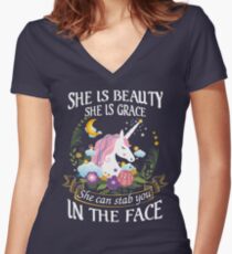 Lustiges Einhorn-Shirt Shirt mit V-Ausschnitt