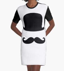 nostalgic, vintage, bowler, hat, moustache, funny Graphic T-Shirt Dress