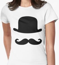 nostalgic, vintage, bowler, hat, moustache, funny Women's Fitted T-Shirt