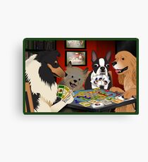 Lienzo Perros jugando a los colonos de Catan