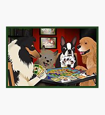 Dogs Playing Settlers of Catan Photographic Print
