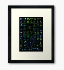 A visual compendium of glowing creatures Framed Print