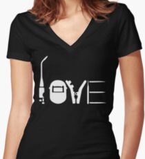 LOVE WELDING Women's Fitted V-Neck T-Shirt