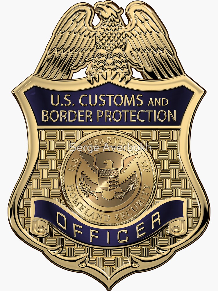 U S Customs And Border Protection Cbp Officer Badge Over White Leather Sticker By Captain7