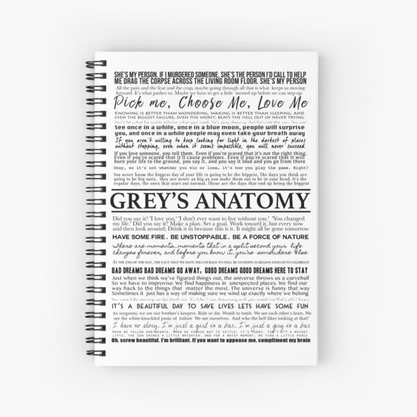 Greys Anatomy Quotes Spiral Notebooks Redbubble