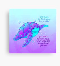 "It's okay to float along" Colorful Sea Turtle Canvas Print