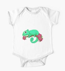 chameleon with flowers One Piece - Short Sleeve