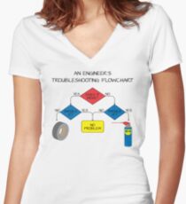 Engineering Flowchart Women's Fitted V-Neck T-Shirt