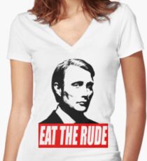 EAT THE RUDE - Hannibal Women's Fitted V-Neck T-Shirt