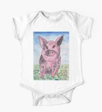 Pink and Black pig One Piece - Short Sleeve