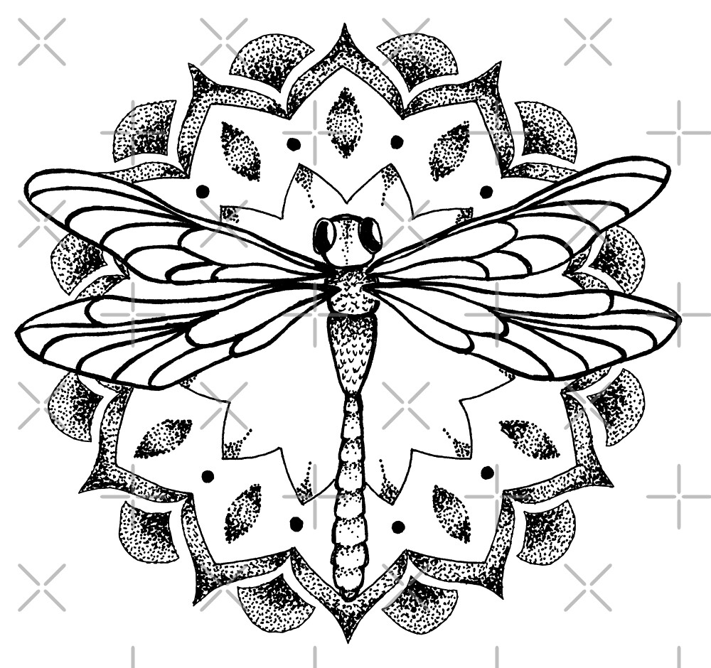 "Dragonfly Mandala" by georgiamason | Redbubble