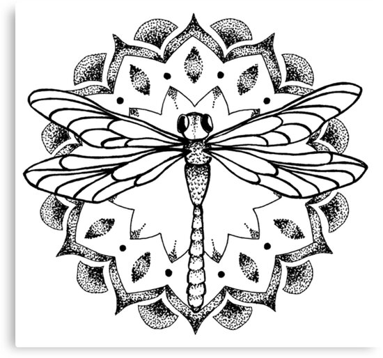 Download "Dragonfly Mandala" Canvas Prints by georgiamason | Redbubble