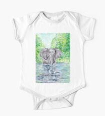 Elephant Reflection - Watercolour Painting One Piece - Short Sleeve