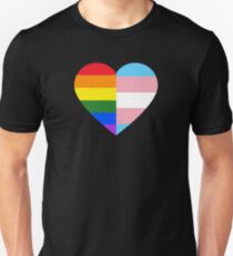 LGBT-Regenbogen und Transgender-Stolz-Flaggen-Herz Slim Fit T-Shirt