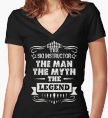 SKI INSTRUCTOR THE LEGEND Women's Fitted V-Neck T-Shirt