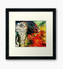 Elephant Mandala Blue Orange Yellow Green Framed Print