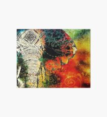 Elephant Mandala Blue Orange Yellow Green Art Board