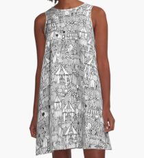 retro circus black white A-Line Dress
