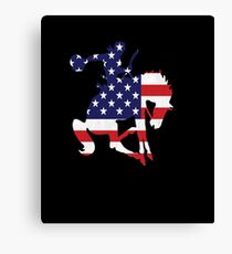 Patriotic Rodeo Bronco American Flag Canvas Print