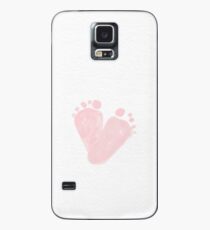Footprints Herzform Rosa Hülle & Klebefolie für Samsung Galaxy