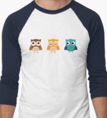 Cute Owls Chibi Baseball ¾ Sleeve T-Shirt