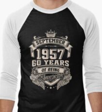 Born In September 1957 Men's Baseball ¾ T-Shirt