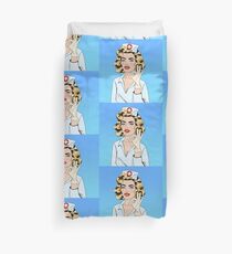 Pretty Nurse in Pop Art Style Gesturing Okay Duvet Cover