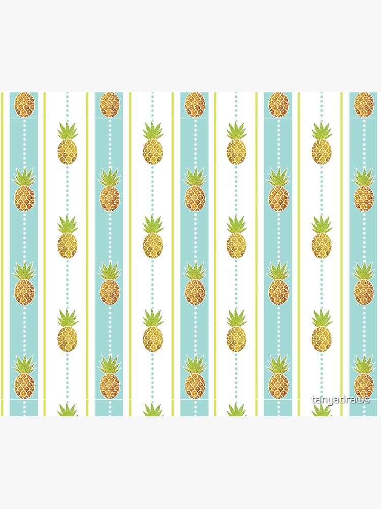 Glitter Tropical Pineapple with Stripes and Dots by tanyadraws