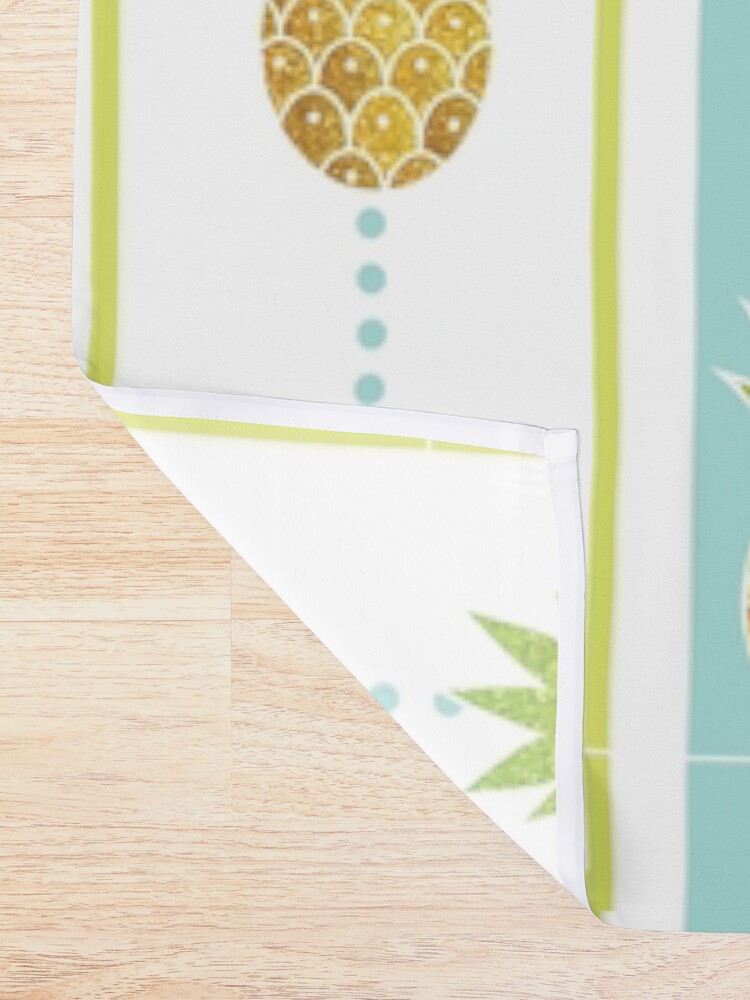 Alternate view of Glitter Tropical Pineapple with Stripes and Dots Shower Curtain