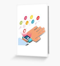 Smart Watch Technology Concept with Hands and Icons Greeting Card