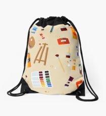 Tools and Materials for Creativity and Painting Seamless Pattern Drawstring Bag