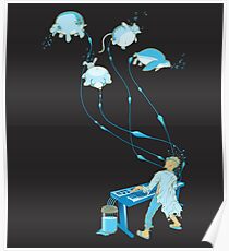Mad Animal Pianist - Remastered Digital Illustration Poster